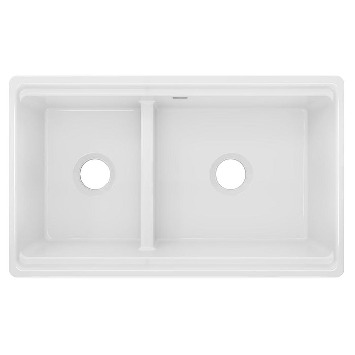 Fireclay 60/40 Double Bowl Farmhouse Workstation Sink with Aqua Divide