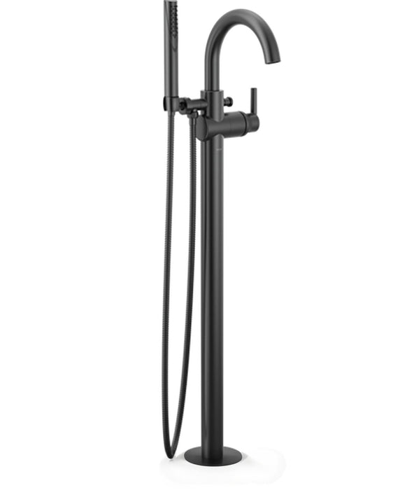 Single Handle Floor Mount Tub Filler Trim with Hand Shower