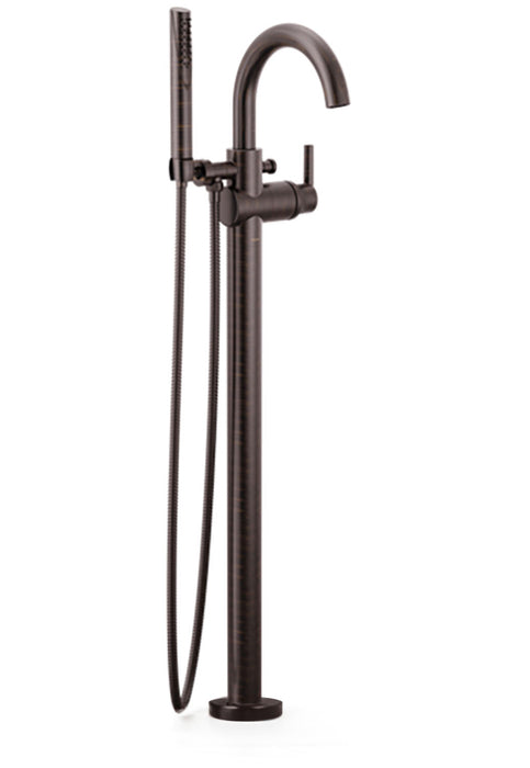 Single Handle Floor Mount Tub Filler Trim with Hand Shower