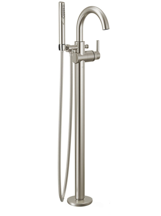 Single Handle Floor Mount Tub Filler Trim with Hand Shower