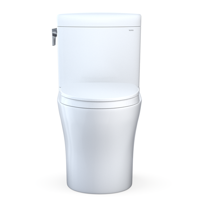 TOTO Aquia IV Cube Two-Piece Elongated Dual Flush 1.28 and 0.9 GPF Universal Height Toilet with CEFIONTECT, WASHLET + Ready, Cotton White - MS436124CEMFGN#01