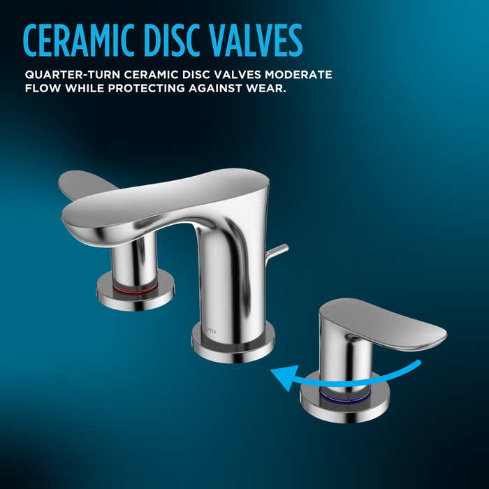 TOTO GS Series 1.2 GPM Two Handle Widespread Bathroom Sink Faucet with Drain Assembly, Polished Chrome
