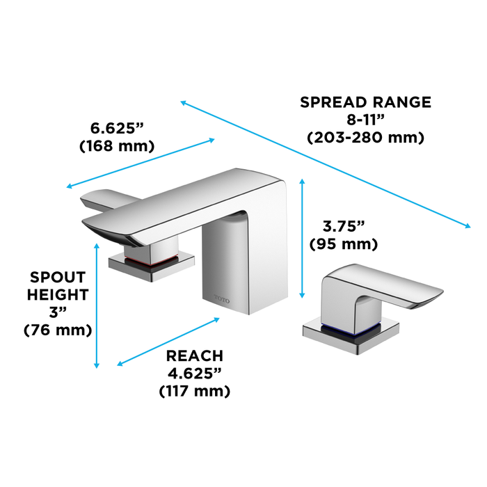 TOTO GR Series 1.2 GPM Two Handle Widespread Bathroom Sink Faucet with Drain Assembly, Polished Chrome