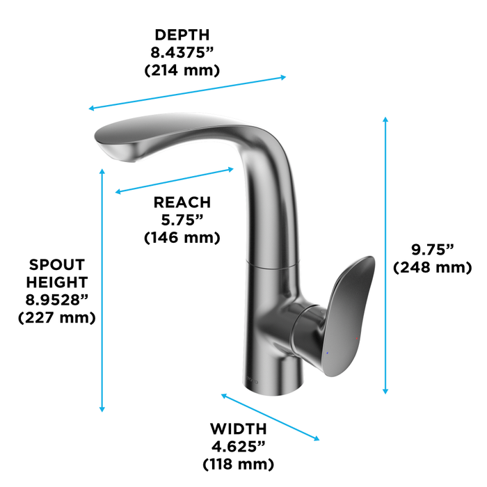TOTO GO 1.2 GPM Single Side-Handle Bathroom Sink Faucet with COMFORT GLIDE Technology and Drain Assembly, Brushed Nickel