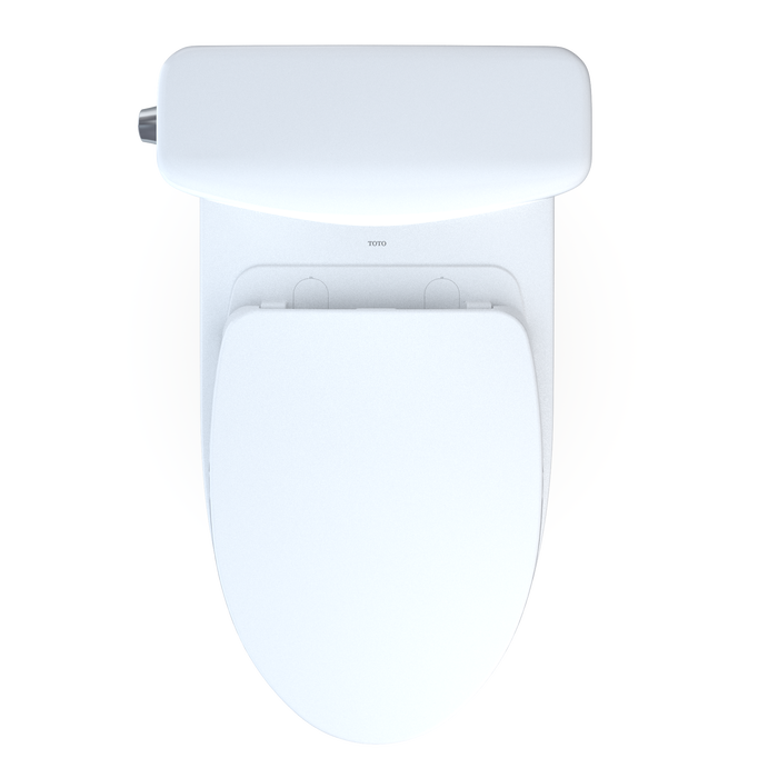 TOTO Aquia IV Cube Two-Piece Elongated Dual Flush 1.28 and 0.9 GPF Universal Height Toilet with CEFIONTECT, WASHLET + Ready, Cotton White - MS436124CEMFGN#01