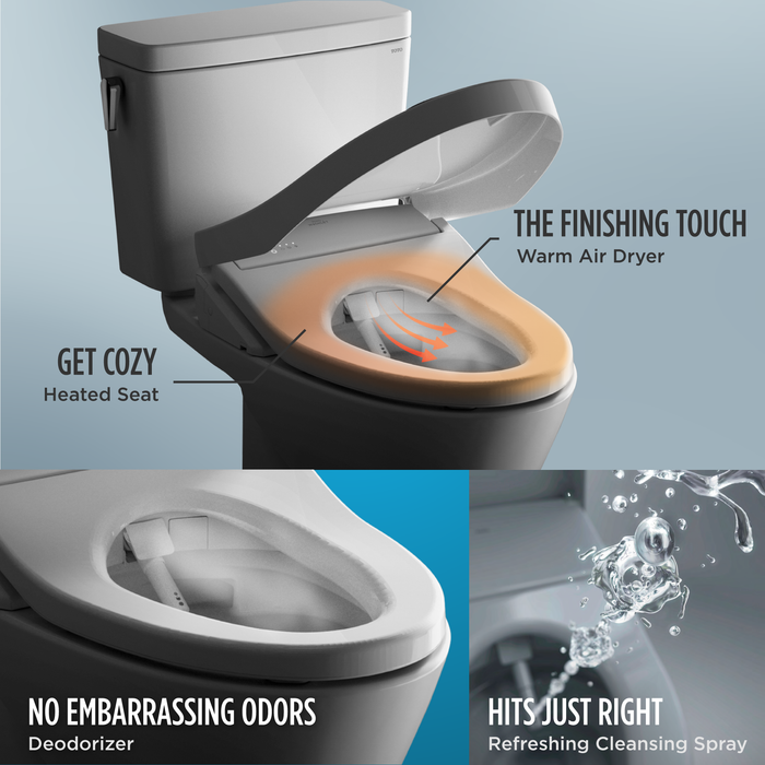 TOTO WASHLET K300 Electronic Bidet Toilet Seat with Instantaneous Water Heating, PREMIST and EWATER+ Wand Cleaning, Elongated, Cotton White - SW3036R#01