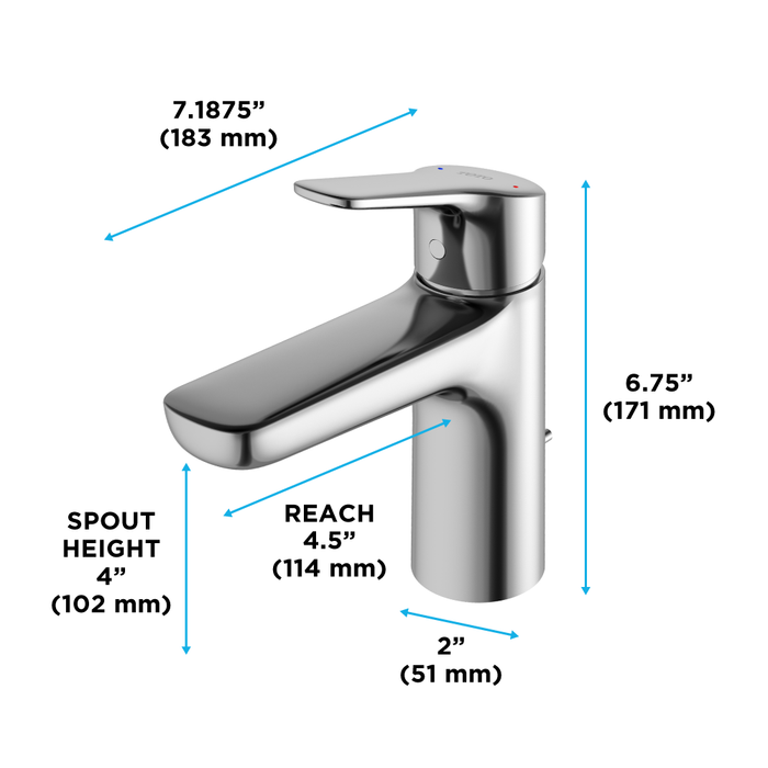 TOTO GS Series 1.2 GPM Single Handle Bathroom Sink Faucet with COMFORT GLIDE Technology and Drain Assembly, Polished Chrome
