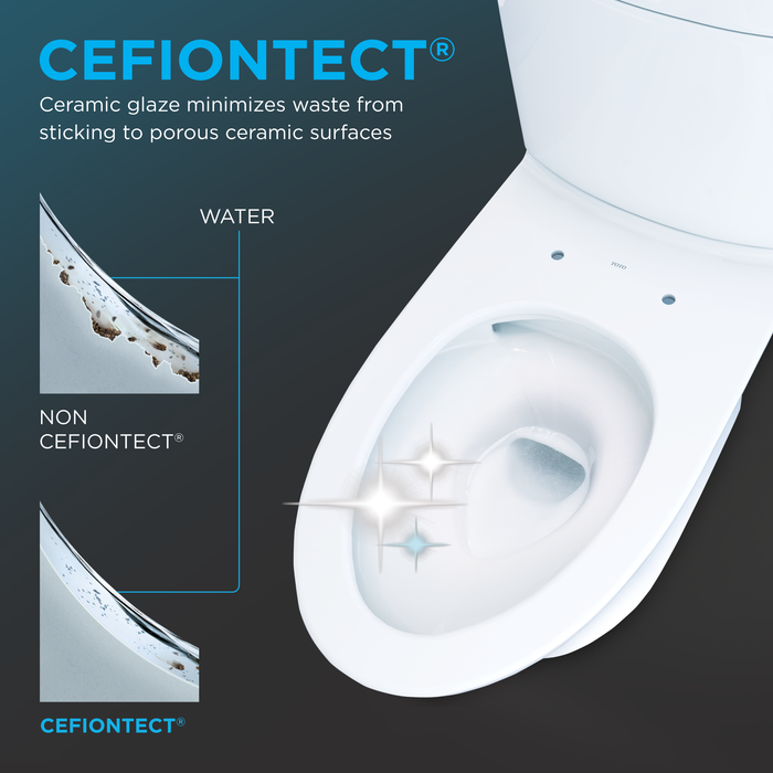 TOTO Aquia IV Two-Piece Elongated Dual Flush 1.28 and 0.9 GPF Toilet with CEFIONTECT and SoftClose Seat, WASHLET+ Ready, Cotton White - MS446234CEMFGN#01