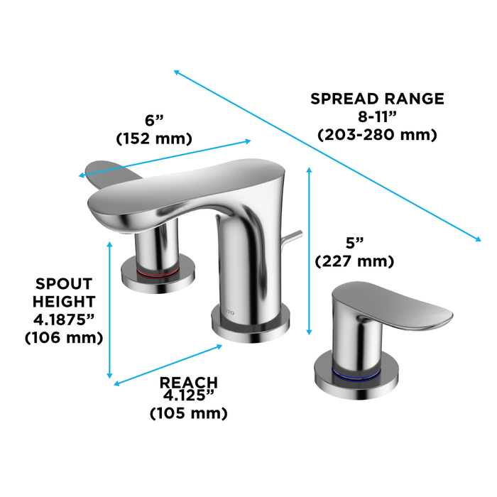 TOTO GO Series 1.2 GPM Two Handle Widespread Bathroom Sink Faucet with Drain Assembly, Polished Chrome