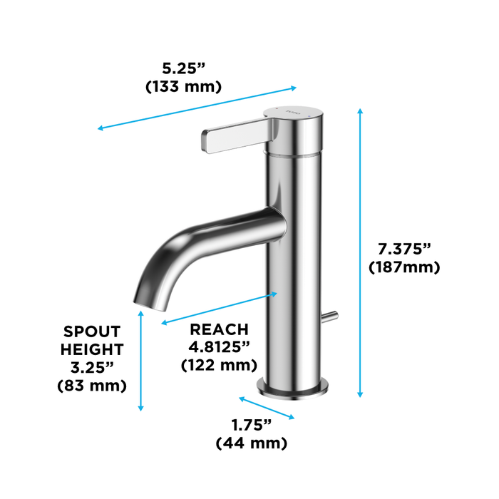 TOTO GF Series 1.2 GPM Single Handle Bathroom Sink Faucet with COMFORT GLIDE Technology and Drain Assembly, Polished Chrome - TLG11301U#CP