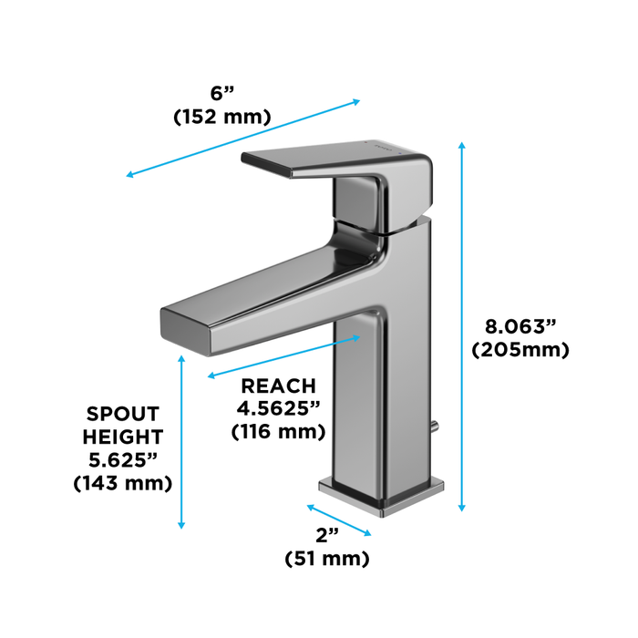 TOTO GB Series 1.2 GPM Single Handle Bathroom Sink Faucet with COMFORT GLIDE Technology and Drain Assembly, Brushed Nickel - TLG10301U#BN