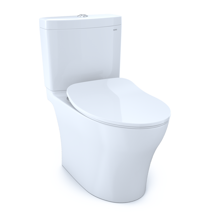 TOTO Aquia IV Two-Piece Elongated Dual Flush 1.28 and 0.9 GPF Toilet with CEFIONTECT and SoftClose Seat, WASHLET+ Ready, Cotton White - MS446234CEMFGN#01