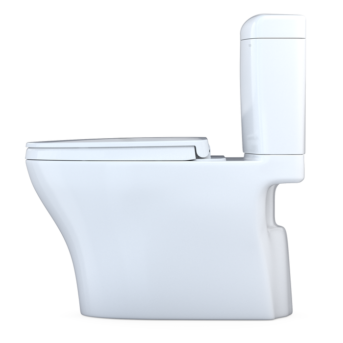 TOTO Aquia IV Cube Two-Piece Elongated Dual Flush 1.28 and 0.9 GPF Universal Height Toilet with CEFIONTECT, WASHLET + Ready, Cotton White - MS436124CEMFGN#01