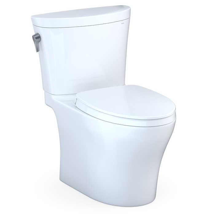 TOTO Aquia IV Arc Two-Piece Elongated Dual Flush 1.28 and 0.9 GPF Universal Height Toilet with CEFIONTECT¨, WASHLET¨+ Ready, Cotton White - MS448124CEMFGN#01