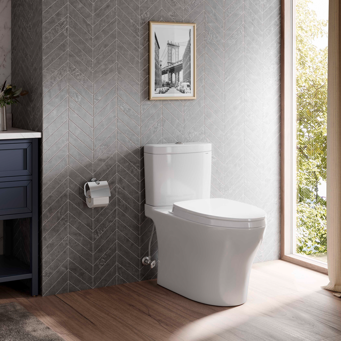 TOTO Aquia IV WASHLET+ Two-Piece Elongated Dual Flush 1.28 and 0.9 GPF Toilet with CEFIONTECT, Cotton White