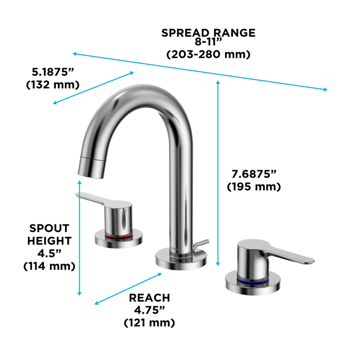 TOTO LB Series Two Handle Widespread 1.2 GPM Bathroom Sink Faucet with Drain Assembly, Polished Chrome - TLS01201U#CP