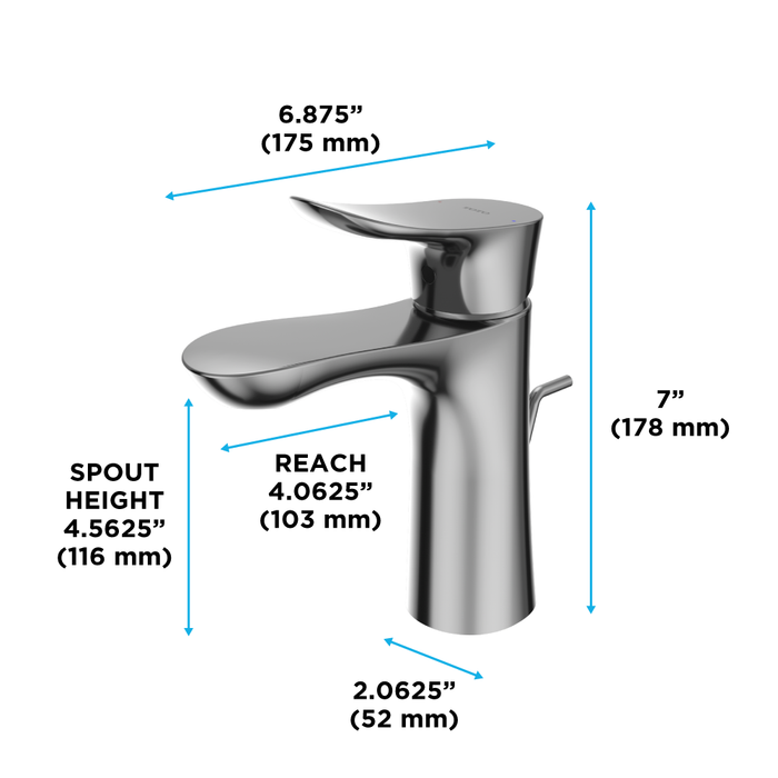 TOTO GO 1.2 GPM Single Handle Bathroom Sink Faucet with COMFORT GLIDE Technology and Drain Assembly, Polished Nickel