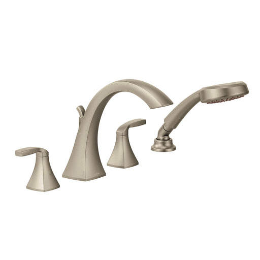 Voss Brushed nickel Two-Handle High Arc Roman Tub Faucet including Handheld Shower