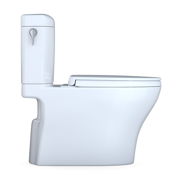 TOTO Aquia IV Cube Two-Piece Elongated Dual Flush 1.28 and 0.9 GPF Universal Height Toilet with CEFIONTECT, WASHLET + Ready, Cotton White - MS436124CEMFGN#01
