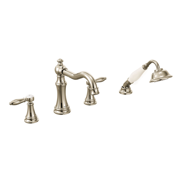 Weymouth Two-Handle Diverter Roman Tub Faucet including Handheld Shower