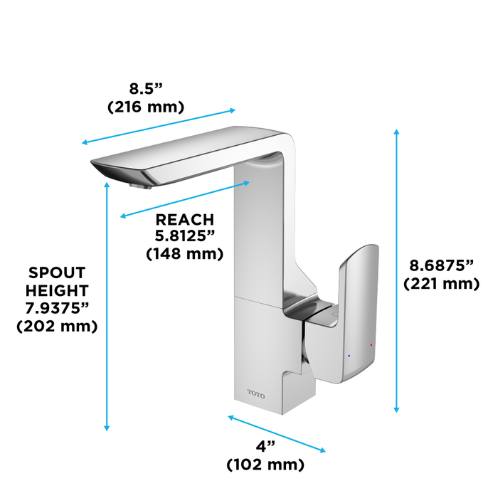 TOTO GR Series 1.2 GPM Single Side Handle Bathroom Sink Faucet with COMFORT GLIDE Technology and Drain Assembly, Brushed Nickel