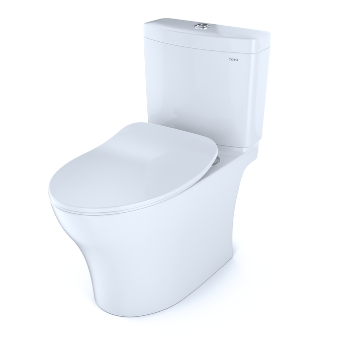 TOTO Aquia IV Two-Piece Elongated Dual Flush 1.28 and 0.9 GPF Toilet with CEFIONTECT and SoftClose Seat, WASHLET+ Ready, Cotton White - MS446234CEMGN#01