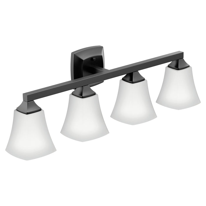 Voss Matte black four globe bath light