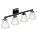 Voss Matte black four globe bath light