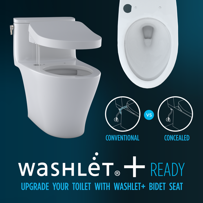 TOTO Aquia IV Arc Two-Piece Elongated Dual Flush 1.28 and 0.9 GPF Universal Height Toilet with CEFIONTECT¨, WASHLET¨+ Ready, Cotton White - MS448124CEMFGN#01