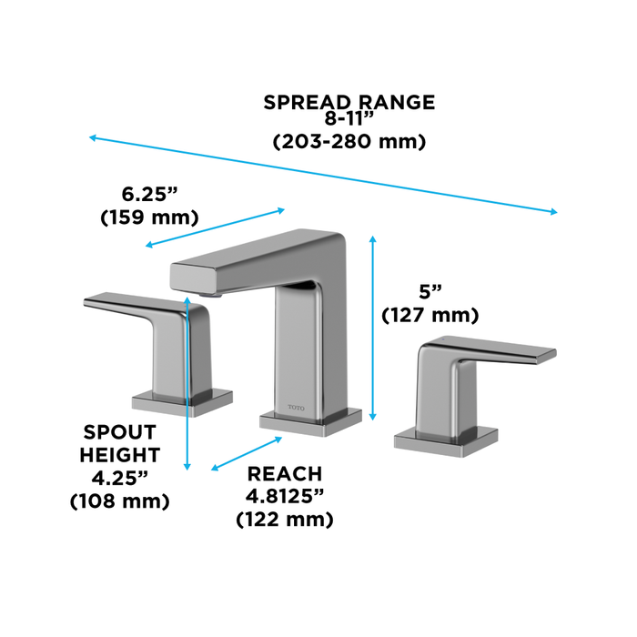 TOTO GB Series 1.2 GPM Two Handle Widespread Bathroom Sink Faucet with Drain Assembly, Brushed Nickel - TLG10201U#BN